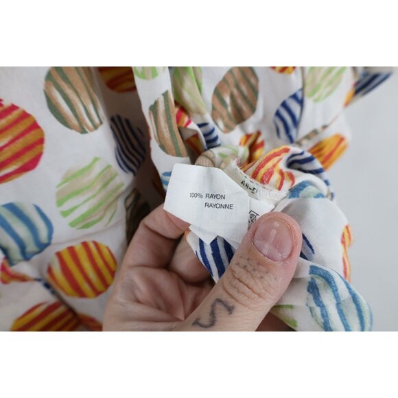 Vintage 90s Esprit Womens Medium Polka Dot Looped Collar Button Shirt Rayon - Picture 9 of 15